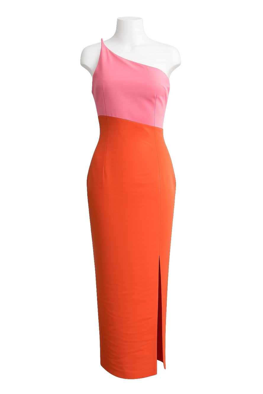 Petal & Pup Xiomar One Shoulder Color Block Midi Dress - Size 8